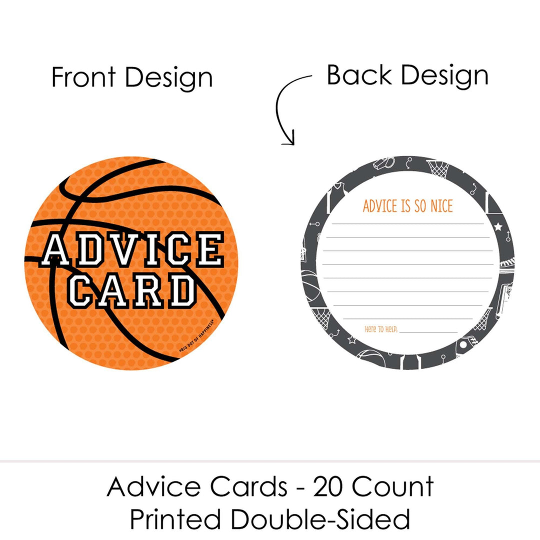 Nothin' But Net - Basketball - Wish Card Baby Shower Activities - Shaped Advice Cards Game - Set of 20