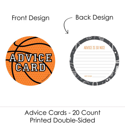 Nothin' But Net - Basketball - Wish Card Baby Shower Activities - Shaped Advice Cards Game - Set of 20