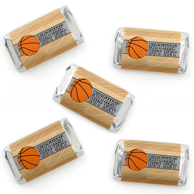 Nothin' But Net - Basketball - Mini Candy Bar Wrapper Stickers - Baby Shower or Birthday Party Small Favors - 40 Count