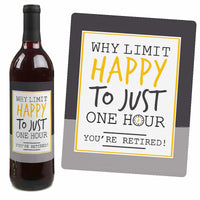 Retirement Party - Decorations for Women and Men - Wine Bottle Label Stickers - Set of 4