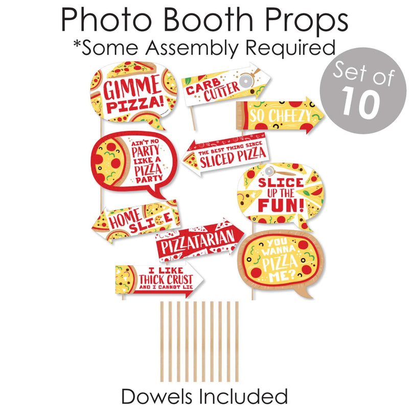 Pizza Party Time - Banner and Photo Booth Decorations - Baby Shower or Birthday Party Supplies Kit - Doterrific Bundle