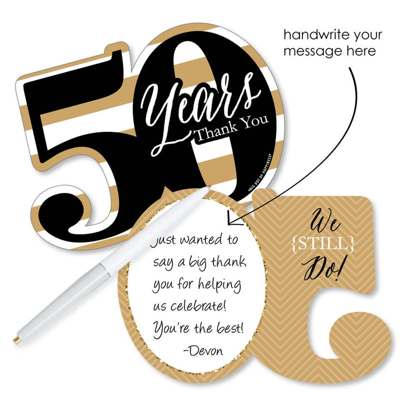 We Still Do - 50th Wedding Anniversary - Shaped Thank You Cards - Anniversary Party Thank You Note Cards with Envelopes - Set of 12