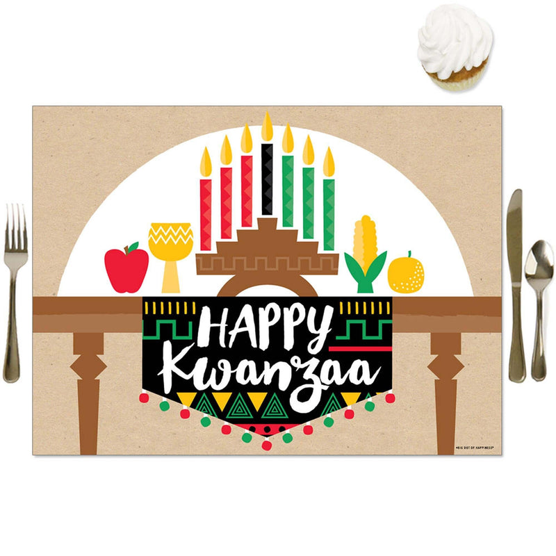 Happy Kwanzaa - Party Table Decorations - African Heritage Holiday Placemats - Set of 16