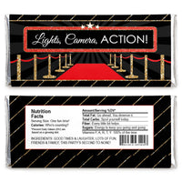 Red Carpet - Candy Bar Wrapper Movie Night Party Favors - Set of 24