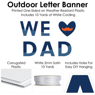 Happy Father's Day - Large We Love Dad Party Decorations - We Love Dad - Outdoor Letter Banner