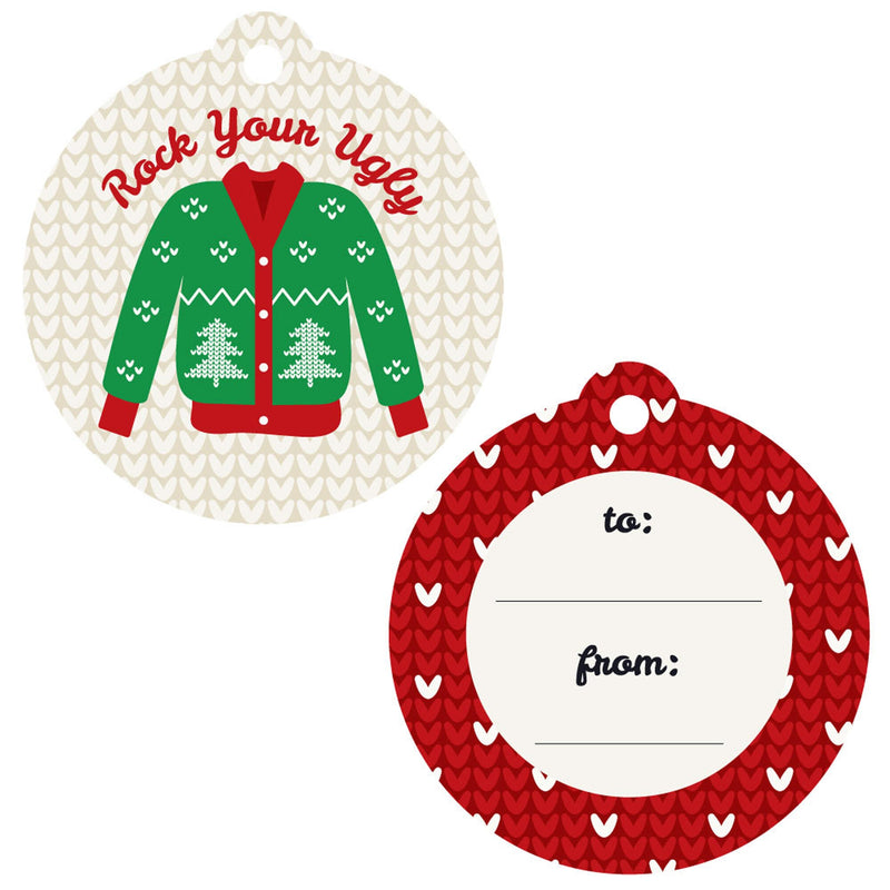 Ugly Sweater - Holiday & Christmas To and From Favor Gift Tags - Set of 20