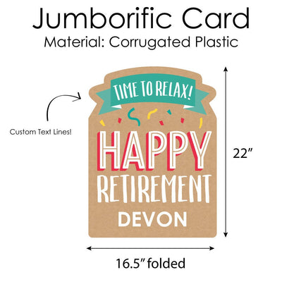 Retirement - Congratulations Giant Greeting Card - Personalized Big Shaped Jumborific Card - 16.5 x 22 inches