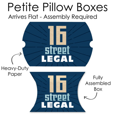 Boy 16th Birthday - Favor Gift Boxes - Sweet Sixteen Birthday Party Petite Pillow Boxes - Set of 20