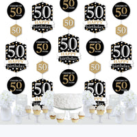 Adult 50th Birthday - Gold - Birthday Party DIY Dangler Backdrop - Hanging Vertical Decorations - 30 Pieces