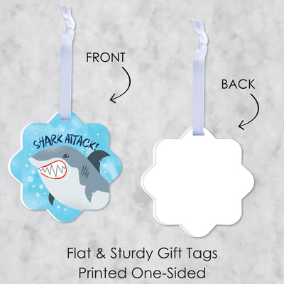 Shark Zone - Assorted Hanging Jawsome Shark Party or Birthday Party Favor Tags - Gift Tag Toppers - Set of 12