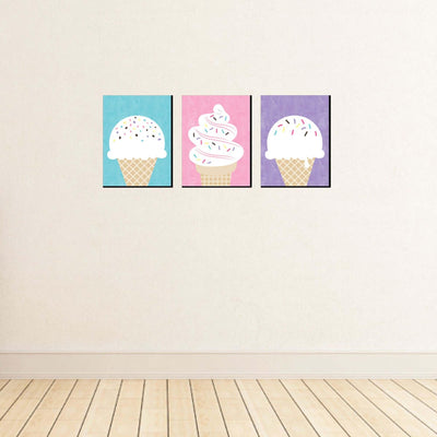 Scoop Up The Fun - Ice Cream - Sprinkles Kitchen Wall Art, Nursery Decor and Restaurant Decorations - 7.5 x 10 inches - Set of 3 Prints