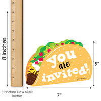 Taco 'Bout Fun - Shaped Fill-In Invitations - Mexican Fiesta Invitation Cards with Envelopes - Set of 12