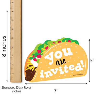Taco 'Bout Fun - Shaped Fill-In Invitations - Mexican Fiesta Invitation Cards with Envelopes - Set of 12