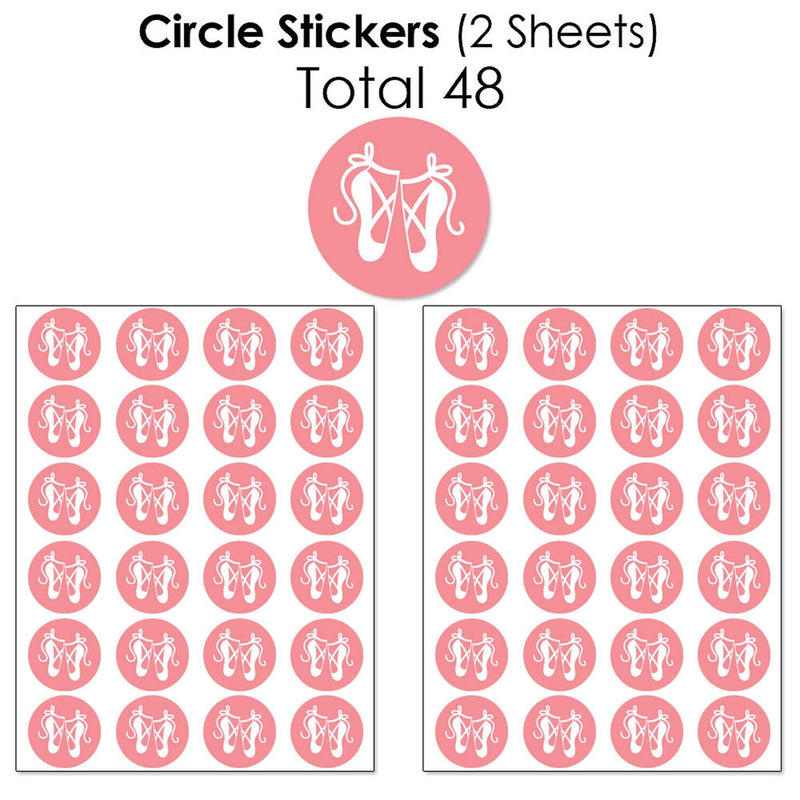 Tutu Cute Ballerina - Mini Candy Bar Wrappers, Round Candy Stickers and Circle Stickers - Ballet Birthday Party or Baby Shower Candy Favor Sticker Kit - 304 Pieces