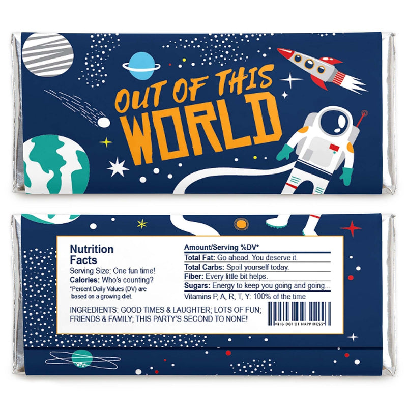 Blast Off to Outer Space - Candy Bar Wrapper Rocket Ship Baby Shower or Birthday Party Favors - Set of 24