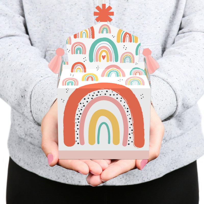 Hello Rainbow - Treat Box Party Favors - Boho Baby Shower and Birthday Party Goodie Gable Boxes - Set of 12