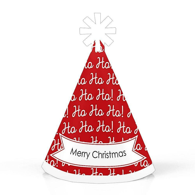 Jolly Santa Claus - Mini Cone Merry Christmas Party Hats - Small Little Party Hats - Set of 8