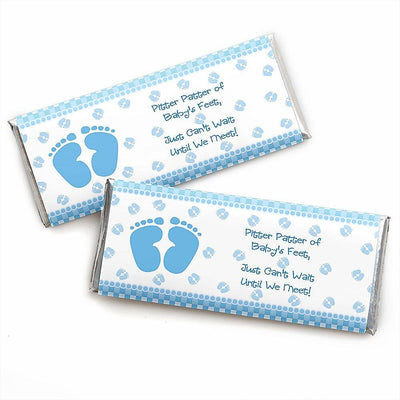Baby Feet Blue - Candy Bar Wrappers Baby Shower Favors - Set of 24