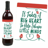 Teacher Holiday Presents - Teacher Appreciation Christmas Gifts Decorations for Women and Men - Wine Bottle Label Stickers - Set of 4