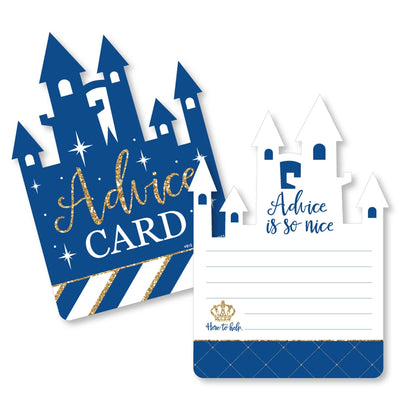 Royal Prince Charming - Castle Wish Card Baby Shower Activities - Shaped Advice Cards Game - Set of 20