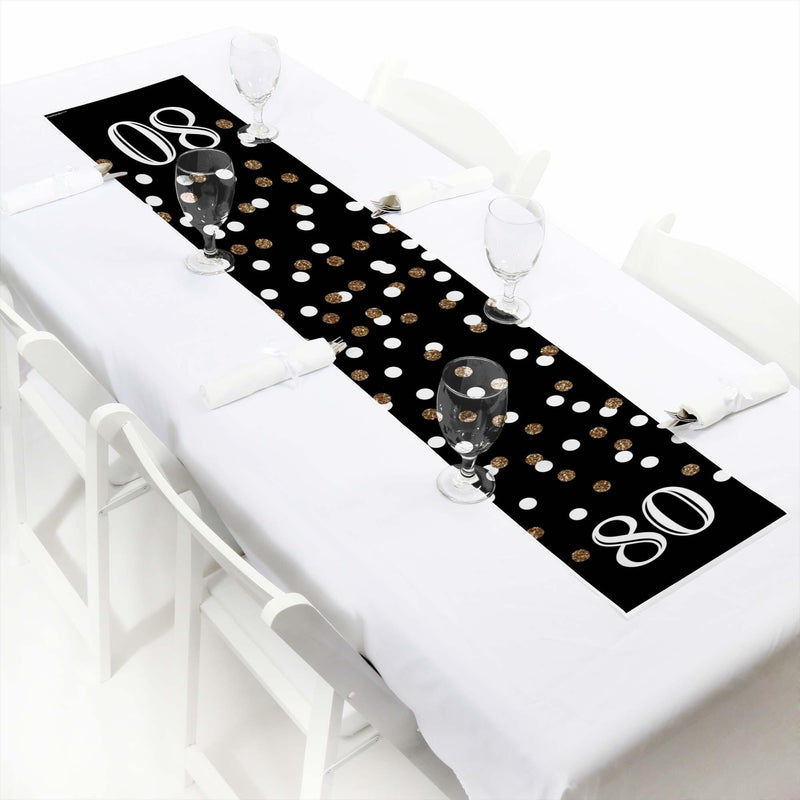 Adult 80th Birthday - Gold - Petite Birthday Party Paper Table Runner - 12" x 60"