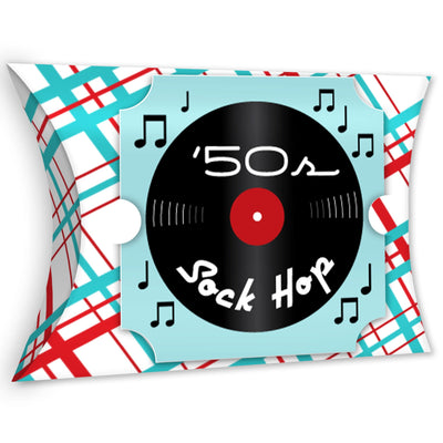 50's Sock Hop - Favor Gift Boxes - 1950s Rock N Roll Party Large Pillow Boxes - Set of 12