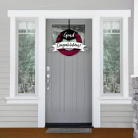 Maroon Grad - Best is Yet to Come - Outdoor Burgundy Graduation Party Decor - Front Door Wreath