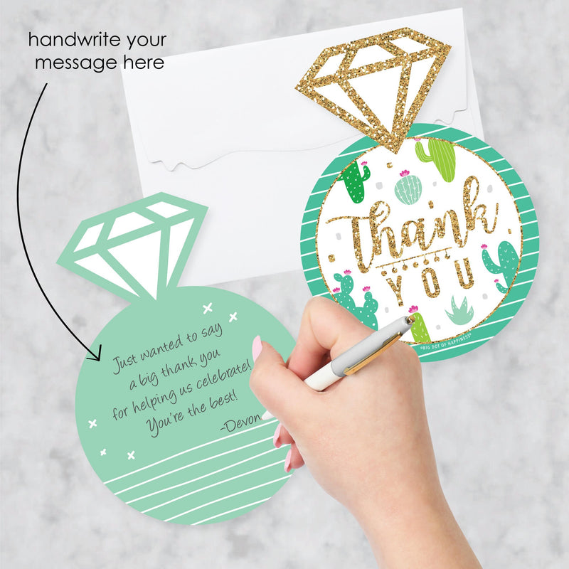 Final Fiesta - Shaped Thank You Cards - Last Fiesta Bachelorette Party Thank You Note Cards with Envelopes - Set of 12