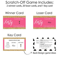 Chic 40th Birthday - Pink and Gold - Birthday Party Game Scratch Off Cards - 22 ct