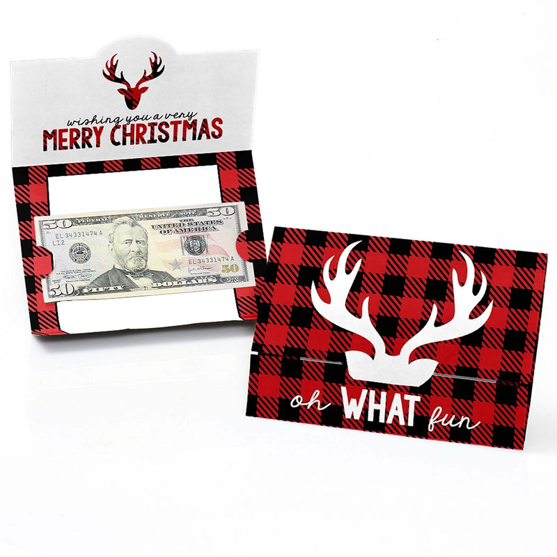 Prancing Plaid - Set of 8 Buffalo Plaid Holiday Money And Gift Card Holders