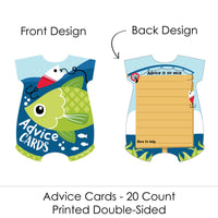 Let's Go Fishing - Baby Bodysuit Wish Card Fish Themed Baby Shower Activities - Shaped Advice Cards Game - Set of 20