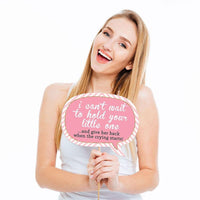 Funny Hello Little One - Pink and Gold - 10 Piece Girl Baby Shower Photo Booth Props Kit