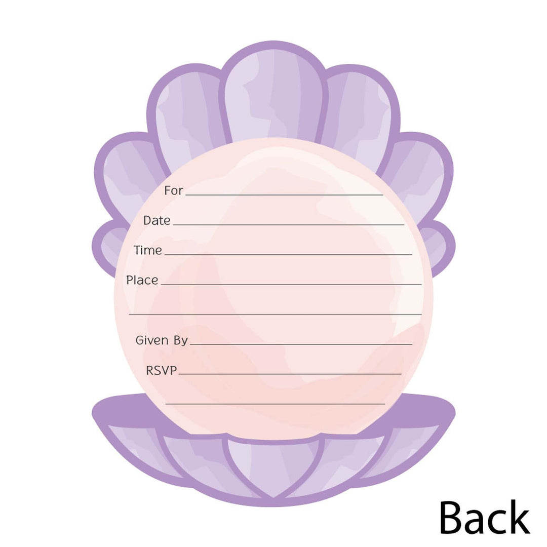 Let's Be Mermaids - Shaped Fill-In Invitations - Baby Shower or Birthday Party Invitation Cards with Envelopes - Set of 12