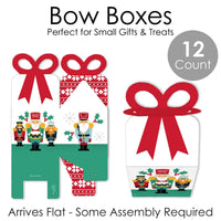 Christmas Nutcracker - Square Favor Gift Boxes - Holiday Party Bow Boxes - Set of 12