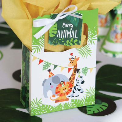 Jungle Party Animals - Safari Zoo Animal Birthday Party or Baby Shower Favor Boxes - Set of 12