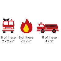 Fired Up Fire Truck - DIY Shaped Firefighter Firetruck Baby Shower or Birthday Party Cut-Outs - 24 ct