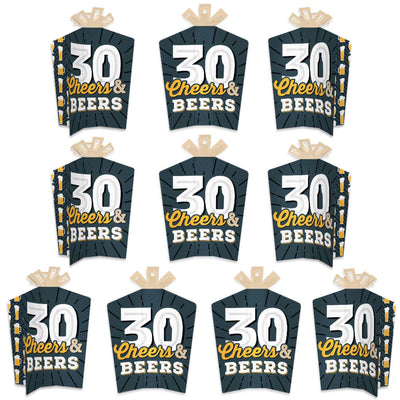 Cheers and Beers to 30 Years - Table Decorations - 30th Birthday Party Fold and Flare Centerpieces - 10 Count