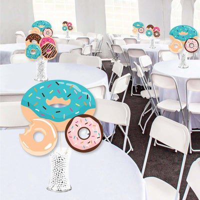 Donut Worry, Let's Party - Doughnut Party Centerpiece Sticks - Showstopper Table Toppers - 35 Pieces