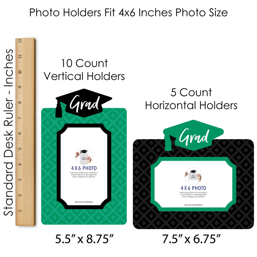 Green Grad - Best is Yet to Come - Graduation Party Picture Centerpiece Sticks - Photo Table Toppers - 15 Pieces