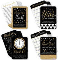 New Year's Eve - Gold - 4 New Years Eve Party Games - 10 Cards Each - Year in Review, Find the Guest, Drink If, New Year Predictions - Gamerific Bundle