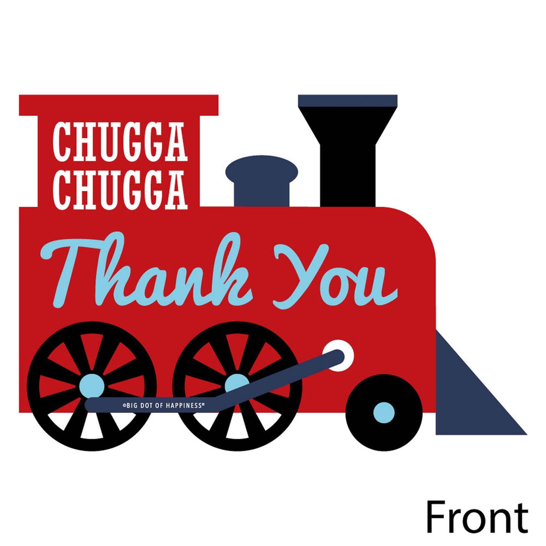 Railroad Party Crossing - Shaped Thank You Cards - Steam Train Birthday Party or Baby Shower Thank You Note Cards with Envelopes - Set of 12