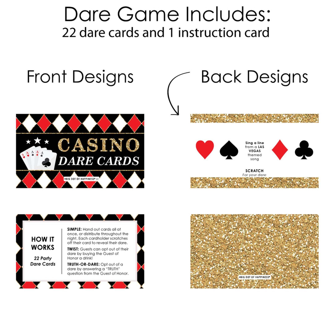 Las Vegas - Casino Party Scratch Off Dare Cards - 22 Cards