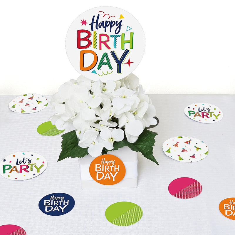 Cheerful Happy Birthday - Colorful Birthday Party Giant Circle Confetti - Colorful Birthday Party Decorations - Large Confetti 27 Count