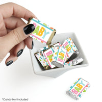 Colorful Baby Shower - Mini Candy Bar Wrapper Stickers - Gender Neutral Party Small Favors - 40 Count