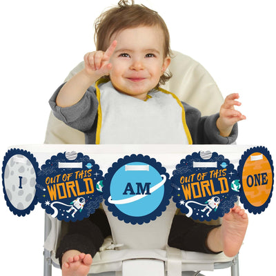 Blast Off to Outer Space 1st Birthday - I am One - First Birthday High Chair Banner