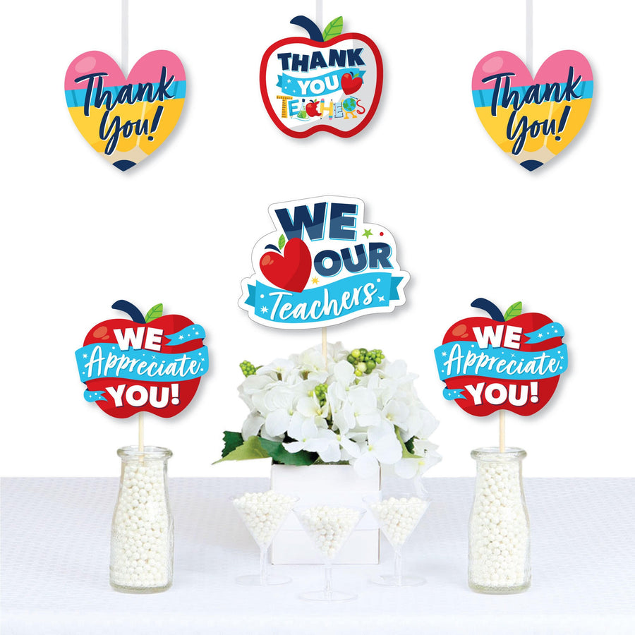 Thank You Teachers - Apple and Pencil Decorations DIY Teacher Appreciation Essentials - Set of 20