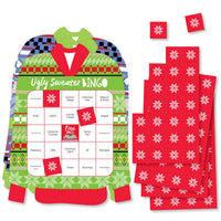 Wild and Ugly Sweater Party - Bar Bingo Cards and Markers - Holiday and Christmas Animals Party Shaped Bingo Game - Set of 18