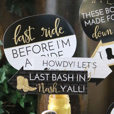 Funny Nash Bash - 10 Piece Nashville Bachelorette Party Photo Booth Props Kit