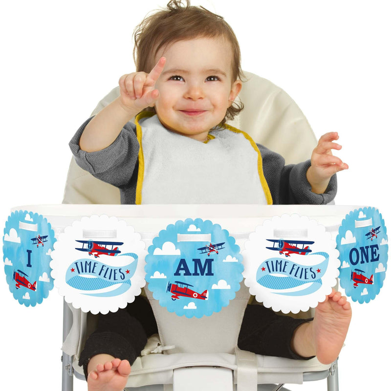 Taking Flight - Airplane 1st Birthday - I am One - First Birthday High Chair Birthday Banner