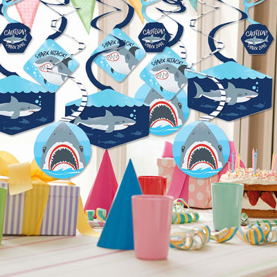 Shark Zone - Jawsome Shark Party or Birthday Party Hanging Decor - Party Decoration Swirls - Set of 40